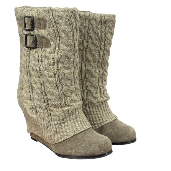Steve Madden Aspire Leg Warmer Sweater Wedge Boot SZ 8.5 Women's 80's Y2K Chunky - Picture 1 of 12